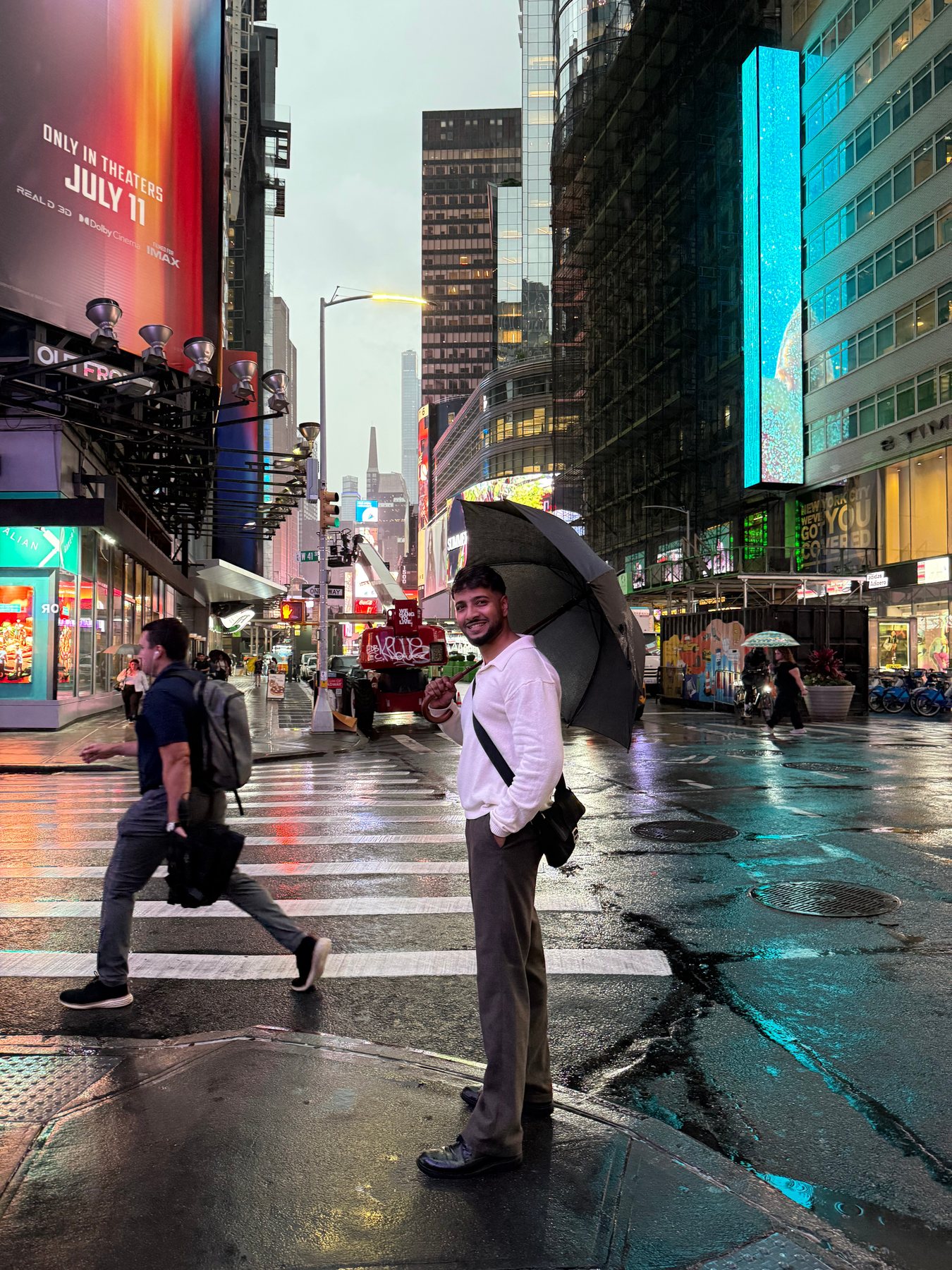Pradip exploring New York City in the rain